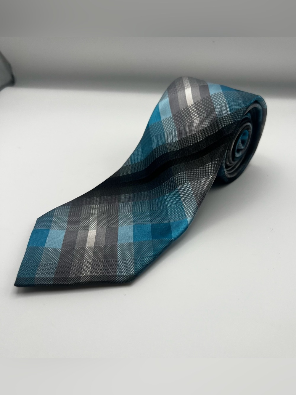 Arrow Teal and Gray Plaid Men's Tie